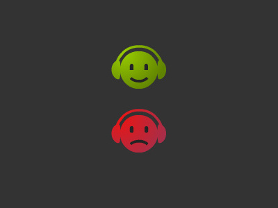 Happy and unhappy smiley with headphones