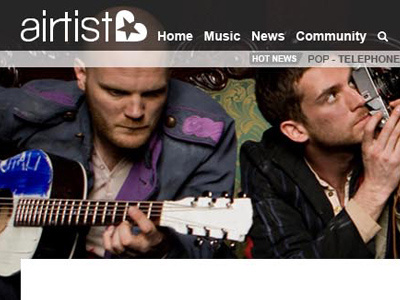 Top menu layout for social music website airtist album coldplay header logo music playlist top menu