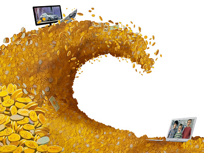 Wave Of Gold ad advertising business flood gold market picsou surf tsunami tv wave wave of gold