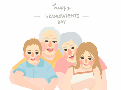 grandparents day cartoon couple illustration design family family illustration grandparents grandparents day illustration