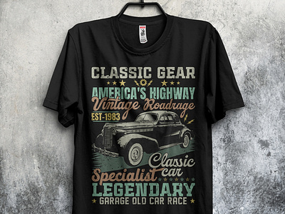 Classic car retro vintage illustration T-shirt design
