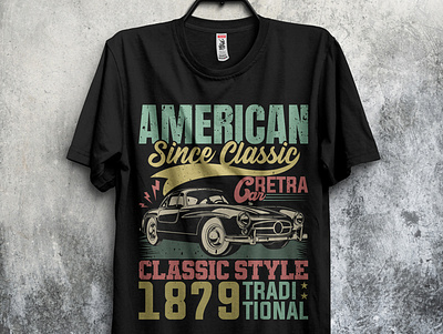 American since classic vintage car retro t-shirt design car retro t shirt design graphic design illustration t shirt t shirt design vintage car vintage car t shirt