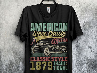 American since classic vintage car retro t-shirt design