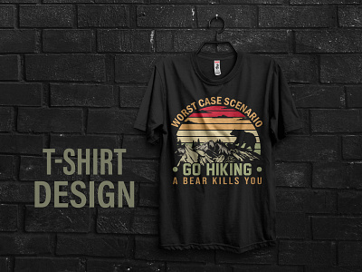 Hiking vintage retro t shirt design template