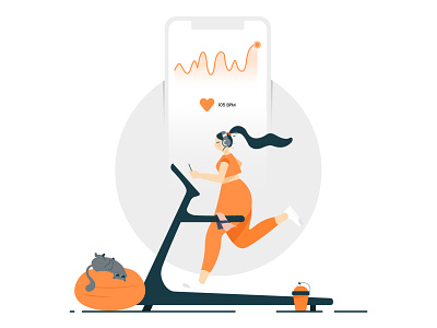 Exercise Tracker Illustration 2d illustration app design exercise health health app health illustration healthy heartbeat tracker illustration run runner running sport track health tracker treadmill