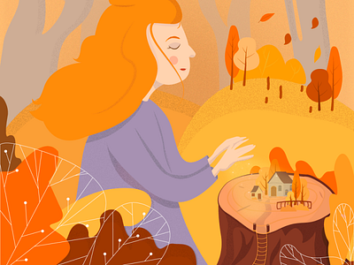Autumn autumn design i illustration lady logo vector