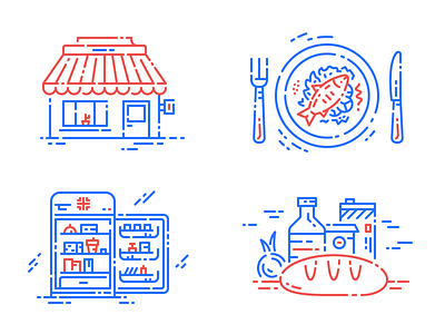 Food Market Icons art fish food icon illustration line market