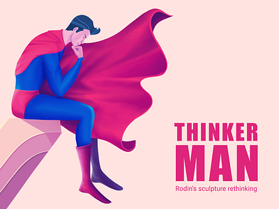 Thinker Man color comic design illustration procreate