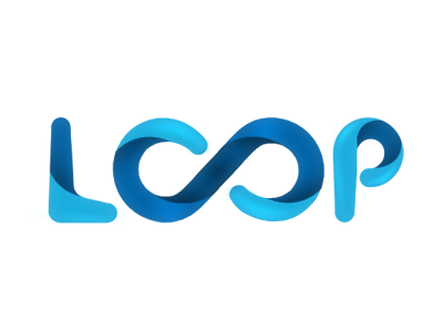 Loop logo concept blue concept ikaami logo loop mateusz chojnowski ribbon
