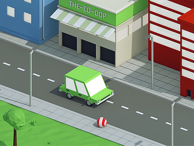 Low poly city car