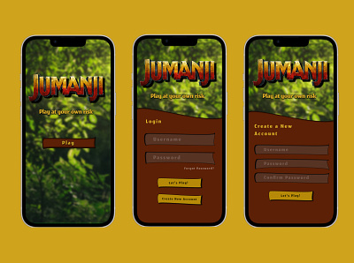 Login/Signup for Jumanji Game 001 app daily ui day1 game gaming jumanji phone application