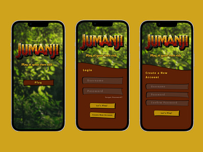 Login/Signup for Jumanji Game 001 app daily ui day1 game gaming jumanji phone application