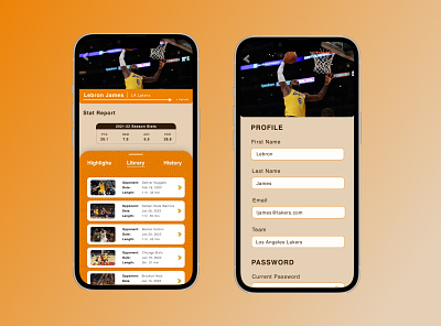 Basketball Footage sharing app | User Profile & Settings Page 006 007 app daily ui dailyuichallenge design phone application