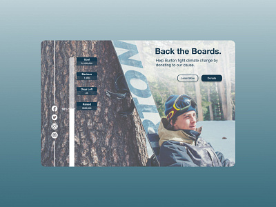 Burton Crowdfunding Campaign 032 branding burton campaign crowdfunding crowdfunding campaign daily ui daily ui challenge day 32 design global warming logo snowboards ui ux