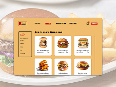 Food Menu for a Burger Restaurant branding burger burger menu daily ui daily ui challenge day 43 design food food menu logo menu ui ux