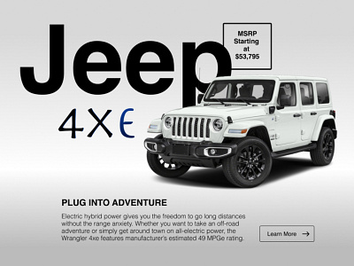Info Card for The Jeep 4XE 045 card daily ui daily ui challenge daily ui day 45 day 45 design info info card information jeep jeep 4xe ui ux