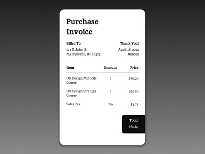 Purchase Invoice daily ui daily ui challenge day 46 design invoice ui ux