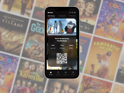 Movie Ticket | Confirmation 054 2022 app daily ui daily ui challenge daily ui day 54 day 54 design movie ticket confirmation movie tickets movies phone application qr code tickets ui ux