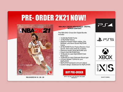 Pre-Order | 2K21 Featuring Darius Garland 075 2k 2k21 basketball consol daily ui daily ui 075 daily ui challenge darius garland design gaming gaming consols pre order ui ux video games