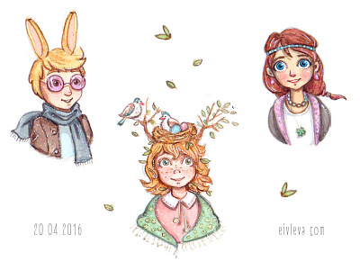 spring faces art character cute spring watercolor