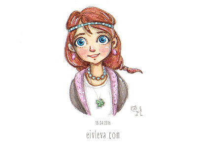 blue eyes anime clover art girl kawaii watercolor