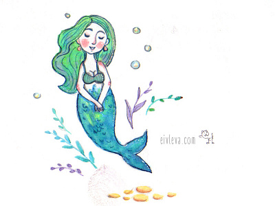 mermaid art character cute mermaid spring watercolor