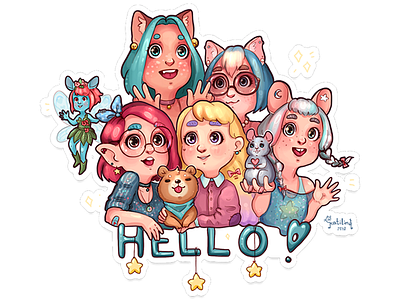 stickers "hello!" 🌸 cute funny magic nice sticker stickers
