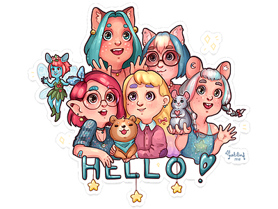 stickers "hello!" 🌸