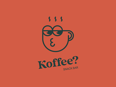 Koffee? - snack bar - logo design branding coffee cup design graphic design green illustration logo logo design mascot mug orange snack bar typography vector
