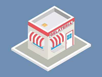 ice-cream shop 3d flat design ice cream isometric red shop