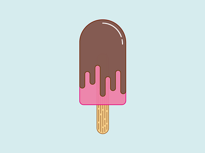 Ice cream stick chocolate cream flat design ice ice cream illustration pink stick summer vector