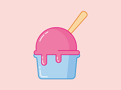 Ice cream cup cream cup flat design ice ice cream illustration pink summer vector