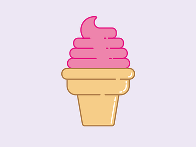 Ice cream cone biscuit cone cream flat design ice ice cream illustration pink summer vector