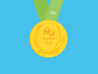 Gold medal - Rio 2016 flat flat design gold gold medal illustration medal olympics olympics game rio rio 2016 sport vector