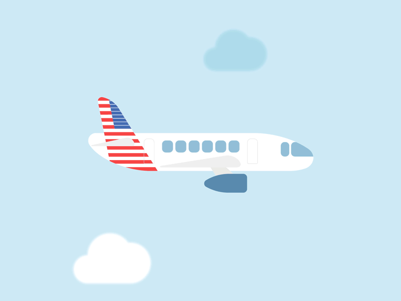 Airplain airplane american animation flat flat design travel trip usa