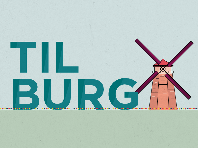 Tilburg netherlands tilburg windmill wind mill holland vintage retrò vector