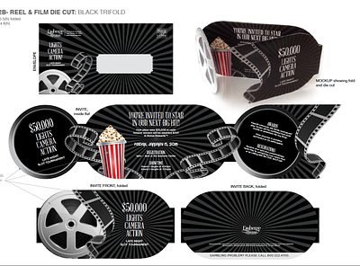 Reel & Film Die-Cut INVITE branding design illustration logo typography vector