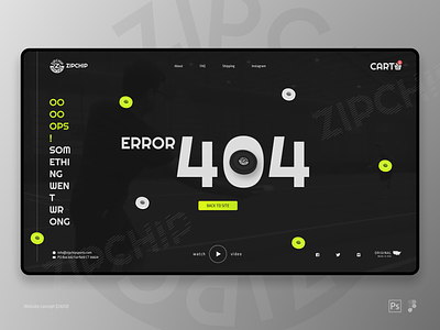 Zipchip concept 404 alternative black concept dark design error error 404 green screen soon sports startup teaser toy ui web wesite