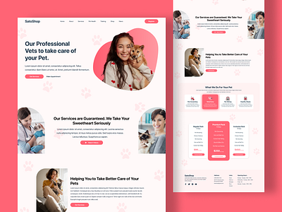 Pet Care Website animal care cat dog ecommerce figma landing page mockup pet care pet grooming pet health pet lovers pet packages pet shop pet sitting pet training pets food pets medicine veterinary web ui