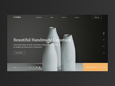 Ceramics Web Design art ceramics ceramics collection clean creative custom made decoration handmade interior designing landing page minimalist portfolio pottery product design sculpture ui ux vase web design web site web ui