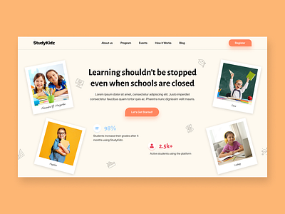 Kids Online Learning Platform baby books course early learning education growth home page kids kids activities kindergarten learning learning platform online class play preschool school study ui web design website