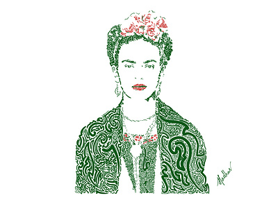 Frida Kahlo abstract colors creative design expression frida kahlo green illustration line art portrait red vector