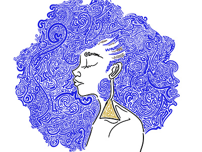 Lost in the blues colors design expression illustration line art portrait vector