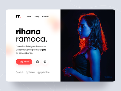 rihana - Single Page Profile card color gilroy landing page minimal portfolio single page web