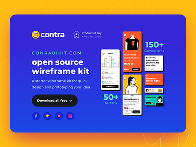 Contra Wireframe Kit app blue clean colorful contra iphone uikit wireframe