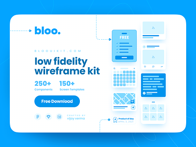 Bloo Lo-fi Wireframe Kit blueprint clean iphone lo fi low fidelity minimal mockup open source prototype ui ux wireframe