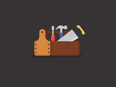 Toolbox box daily flat icon texture toolbox wood