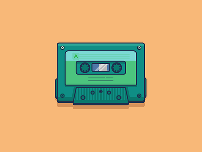 Retro Cassette audio cassette daily illustration lineart tape vector