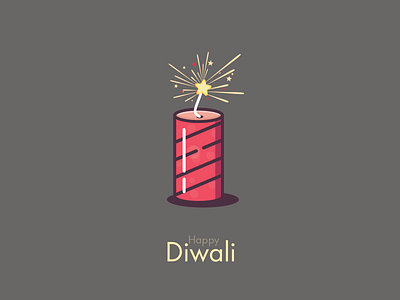 Happy Diwali 100days crackers diwali flat icon illustration minimal