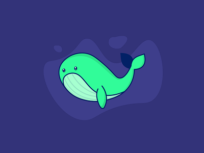 Whale 100days blue daily fish green icon minimal sea water